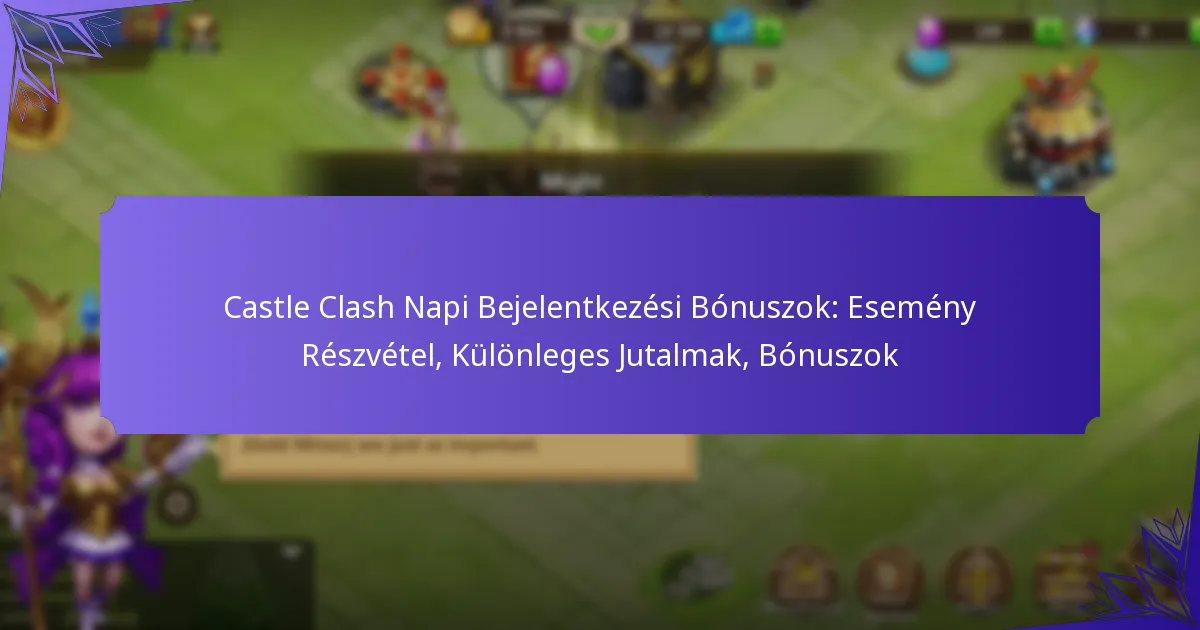 Castle Clash Napi Bejelentkezési Bónuszok: Esemény Részvétel, Különleges Jutalmak, Bónuszok