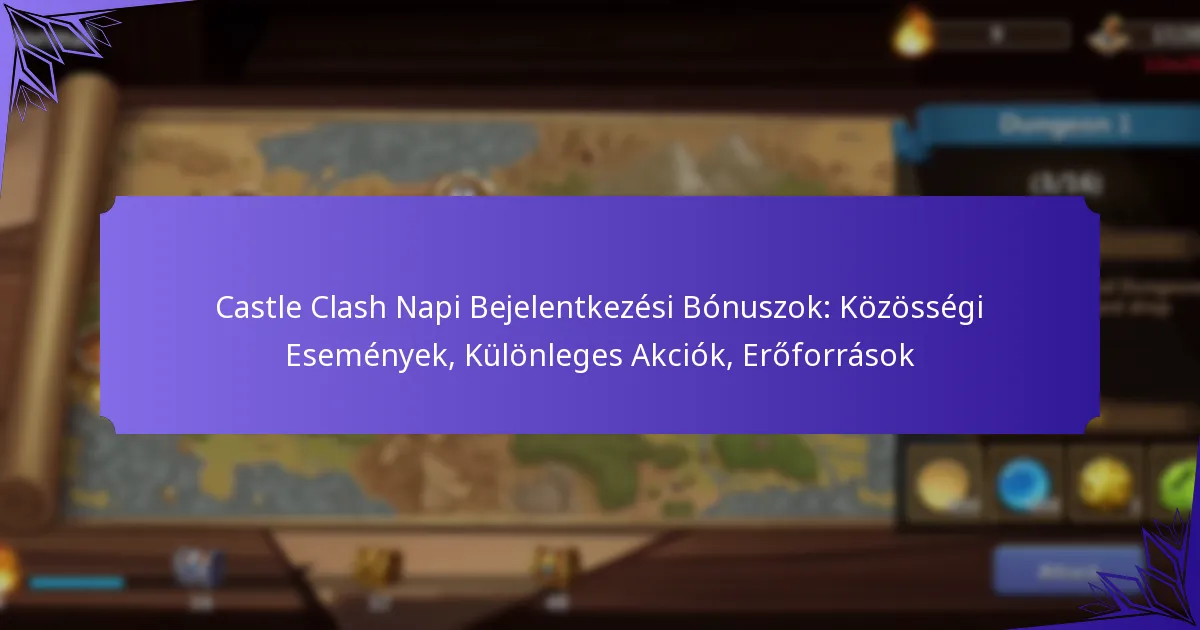 Castle Clash Napi Bejelentkezési Bónuszok: Közösségi Események, Különleges Akciók, Erőforrások