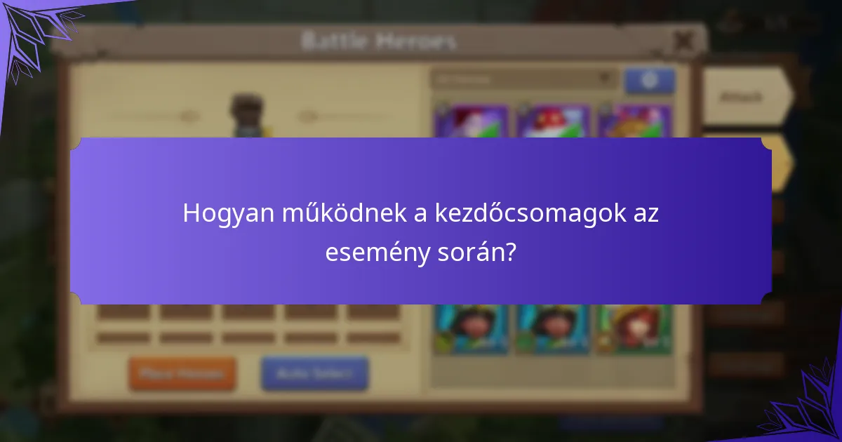 Hogyan működnek a kezdőcsomagok az esemény során?